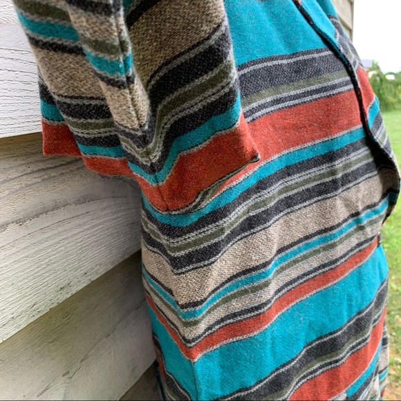 Vintage 80s Wool Blend Striped Print Collared V-Neck Long Sleeve Casual Jacket - Picture 13 of 16